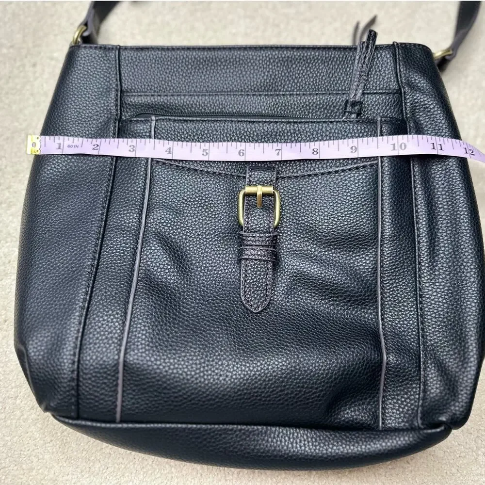 St John's Bay: Black Leather Cross Body Purse
